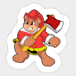 Bear as Firefighter with Ax Sticker